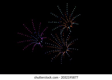 photo of colorful bokeh these drone light shows could replace fireworks on night sky background. made fireworks by drones