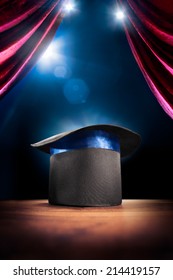 Photo Composite Of A Magic Hat On A Stage