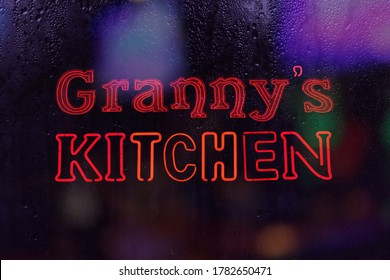 Photo Composite Vintage Neon Sign Granny's Kitchen  - Powered by Shutterstock