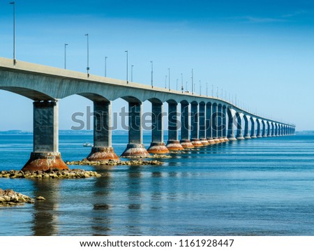 Photo of the Confederation Bridge from New Brunswick to Prince Edward Island.