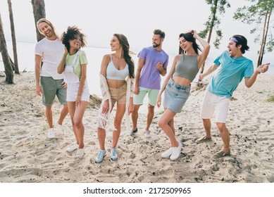 Photo Of Cool Funny Young Buddies Dressed Casual Outfits Celebrating Summer Feast Outdoors Countryside