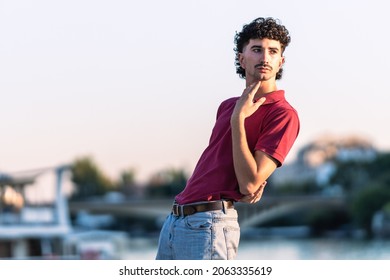 Photo With Copy Sapce Of An Effeminate Young Man With Modern Look Outdoors