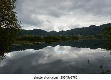 Photo Of A Crater Lake, Maar In Autumn In Germany