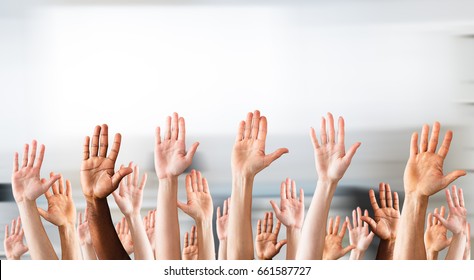 Photo Of Crowd Raising Hands High Up