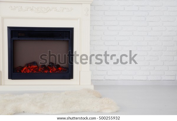 Photo Decorative Fireplace Empty Apartment Stock Photo Edit Now