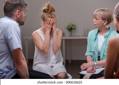 Photo Of Depressed Female During Session Of Support Group