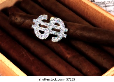 Photo Of Diamond Dollar Symbol Cigar Wrapper