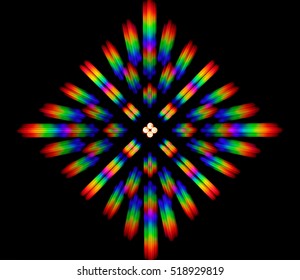 Photo Of The Diffraction Pattern Of LED Array Light, Comprising A Large Number Of Diffraction Orders Obtained By The Thin Phase Gratings
