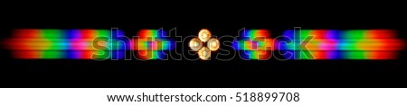 Photo of the diffraction pattern of LED array light, comprising a large number of diffraction orders obtained by the phase grating