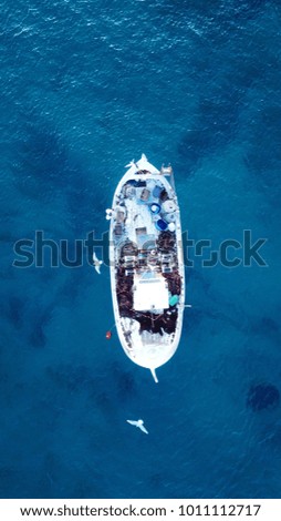 Similar – Aerial Drone View Of Old Shipwreck Ghost Ship Vessel