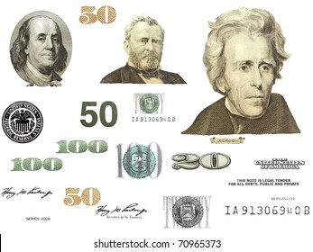 Photo dollar bill elements isolated on white background