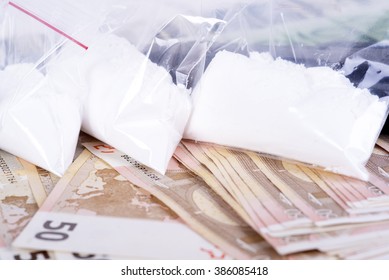 Photo Of The Drugs, Cocaine , Money And Gun