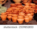 Photo of earthen pots displayed on the streets