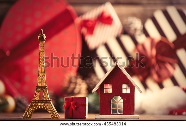 Photo Eiffel Tower House Shaped Toys Stock Photo Edit Now 455483014