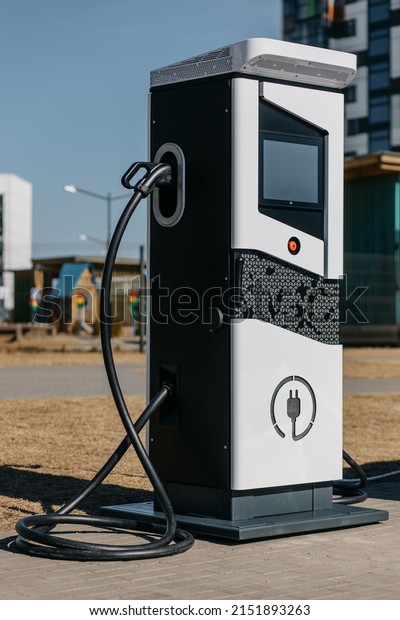 Photo of\
an electric vehicle charging station. Caring for the environment,\
electric vehicles. Minsk,\
Belarus.