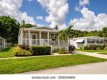 Photo Of An Elevated Mobile Home With Stairs At Entrance