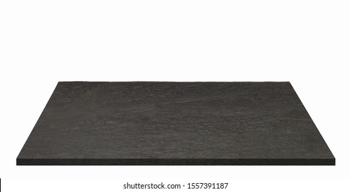 Photo Of Empty Black Stone Or Granite Table Top Isolated On Checkered Background Including Clipping Path