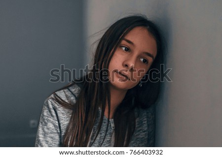 Similar – Image, Stock Photo A girl, worried about her figure, measures the circumference of her waist with a tape measure