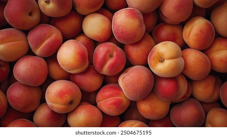 photo featuring a pattern full of vibrant, juicy peaches arranged in a visually striking and repetitive composition