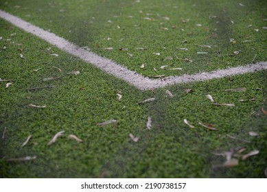 Photo Of A Football Field Behind A Net, Lines On A Football Field, Football Field Goal, Football Field Goal Net Soccer Game