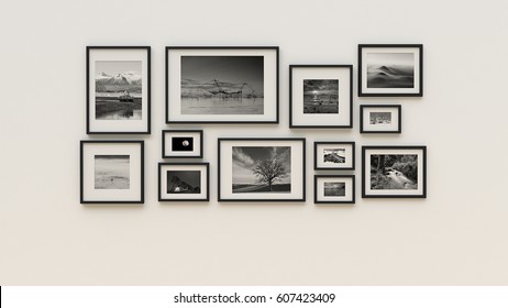 Photo Frame On Wall (3d Rendering)