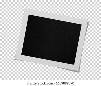 Photo Frame Paper Vintage White And Black. Old Empty Border To Family Album. Isolated On Transparent Background. 