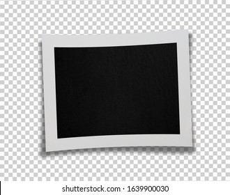 Photo Frame Paper Vintage White And Black. Old Empty Border To Family Album. Isolated On Transparent Background. 