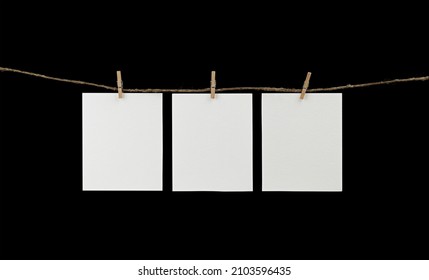Photo frames. Square frame template, isolated on black background. Polaroid frame. - Shutterstock ID 2103596435