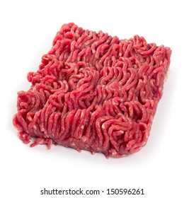 Photo Of Fresh Ground Beef On White Background.