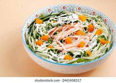 Photo of freshly made Kani salad.