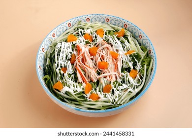 Photo of freshly made Kani salad.