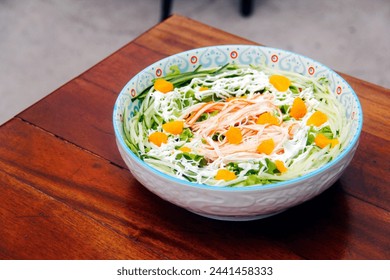 Photo of freshly made Kani salad.