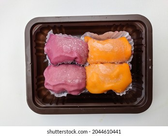 Photo Of Frozen Durian Pancake Cake On White Background