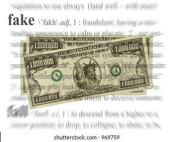 A Photo Of A Gag One Million Dollar Bill With A Fake Theme