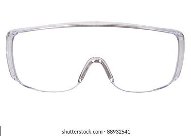photo gauzy protective spectacles on white background isolated, close up full face