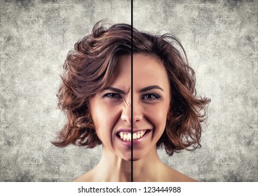 Photo Of The Girl With A Different Emotions On A Face