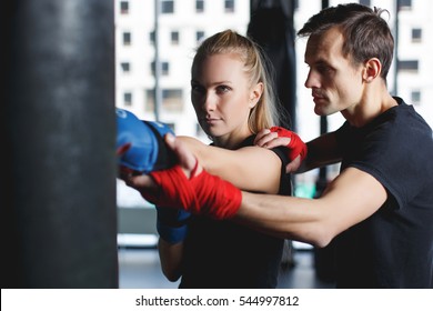 Photo girl workout with trainer - Powered by Shutterstock