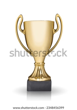 photo of golden trophy isolated on white