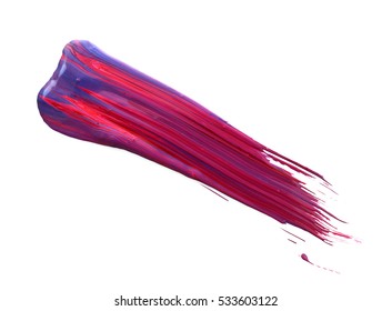 photo grunge red blue brush strokes oil paint isolated on white background