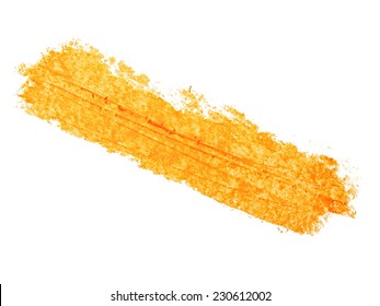 photo grunge yellow wax pastel crayon spot isolated on white background