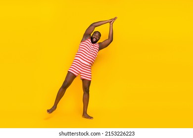 Photo Of Guy Dive Ocean Underwater Empty Space Rest Relax Wear Red Swim Shorts Isolated Shine Color Background