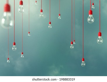 Photo of Hanging light bulbs with depth of field. Modern art - Powered by Shutterstock