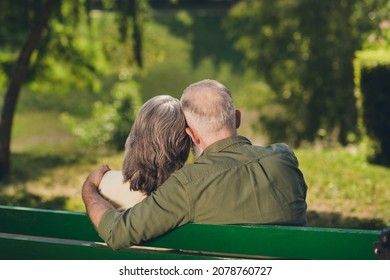 Photo Of Happy Positive Old Couple Retired Pensioner People Sit Bench Sunny Summer Weekend Enjoy Day Outside Outdoors Park