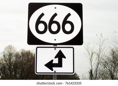 Photo Highway Sign Displaying Numbers 666 Stock Photo 761423335 ...