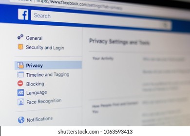 In A Photo Illustration, The Privacy Settings Page On The Facebook Website Is Seen On A Computer Screen, April 7, 2018.