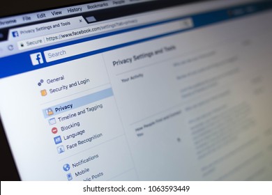 In A Photo Illustration, The Privacy Settings Page On The Facebook Website Is Seen On A Computer Screen, April 7, 2018.