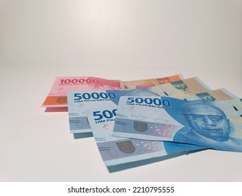 Photo Of Indonesian Currency On A White Background.