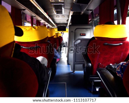 Photo of an interior of a passenger bus