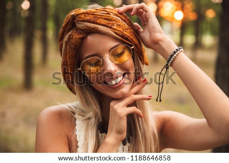 Similar – Image, Stock Photo Women Hipster Hippie Forest Sun