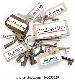 Photo Of Key Bunch And Paper Tags With VALIDATION Conceptual Words